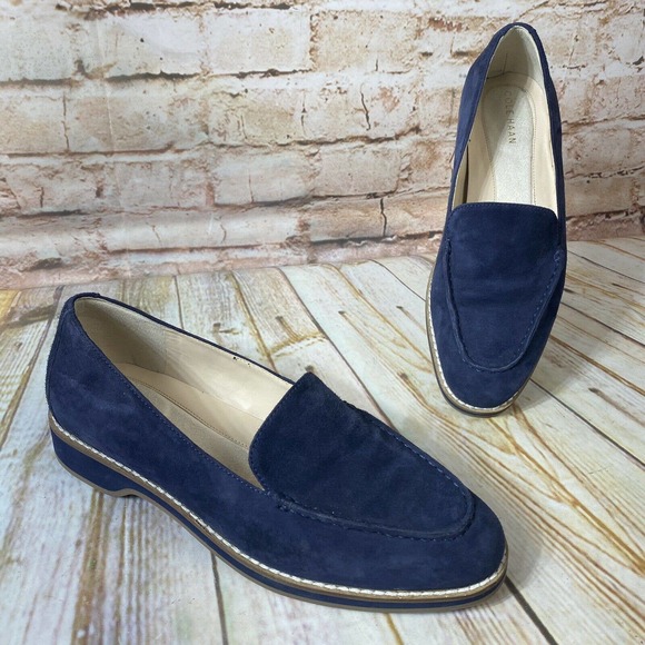 Cole Haan Shoes - Cole Haan THE GO TO Loafer Womens Size 5.5 Blue Suede Dress Shoes Flats